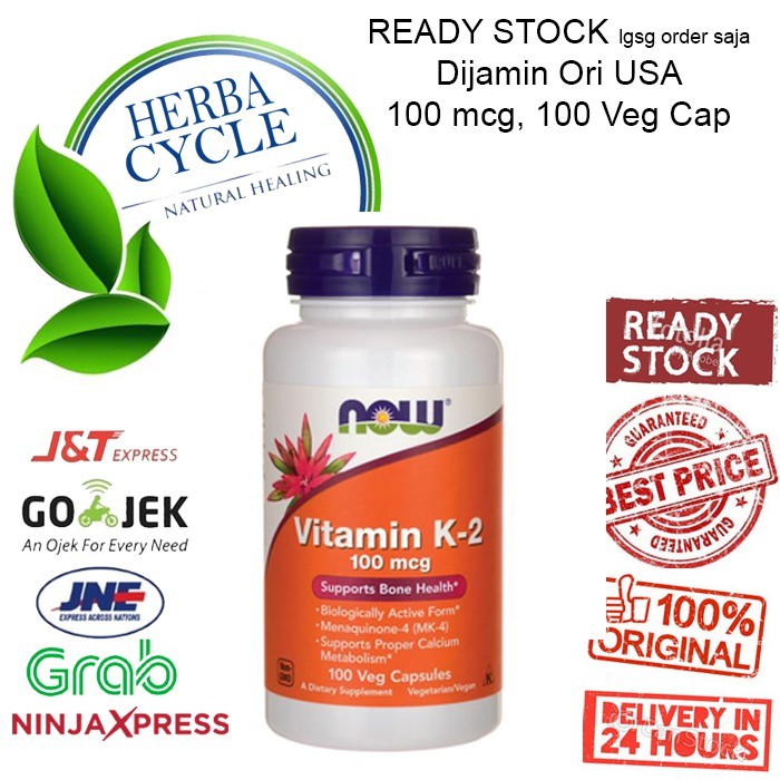 Now Food Vitamin K2 100 mcg 100 Veg Cap Vit K2 Ori USA Now K2