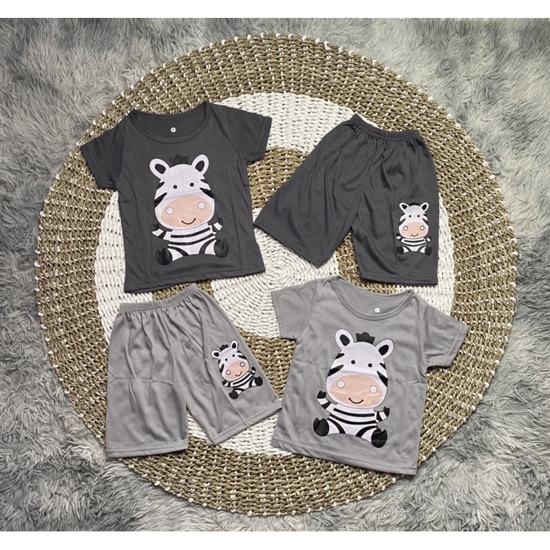 Baju stelan anak laki-laki zebra usia 0 bulan - 7 tahun | Stelan Anak - Anak Unisex Motif Zebra Abu