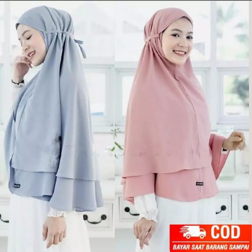 Bergo Maryam 2 Layer Jumbo Khimar Kalya Syari Hijab Jilbab Instan Pet Tali Diamond Italiano Vix Fash