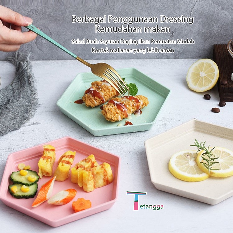 Piring Makanan Buah Warna Warni Bahan / PIRING PLASTIK MAKAN BENTUK SEGI ENAM