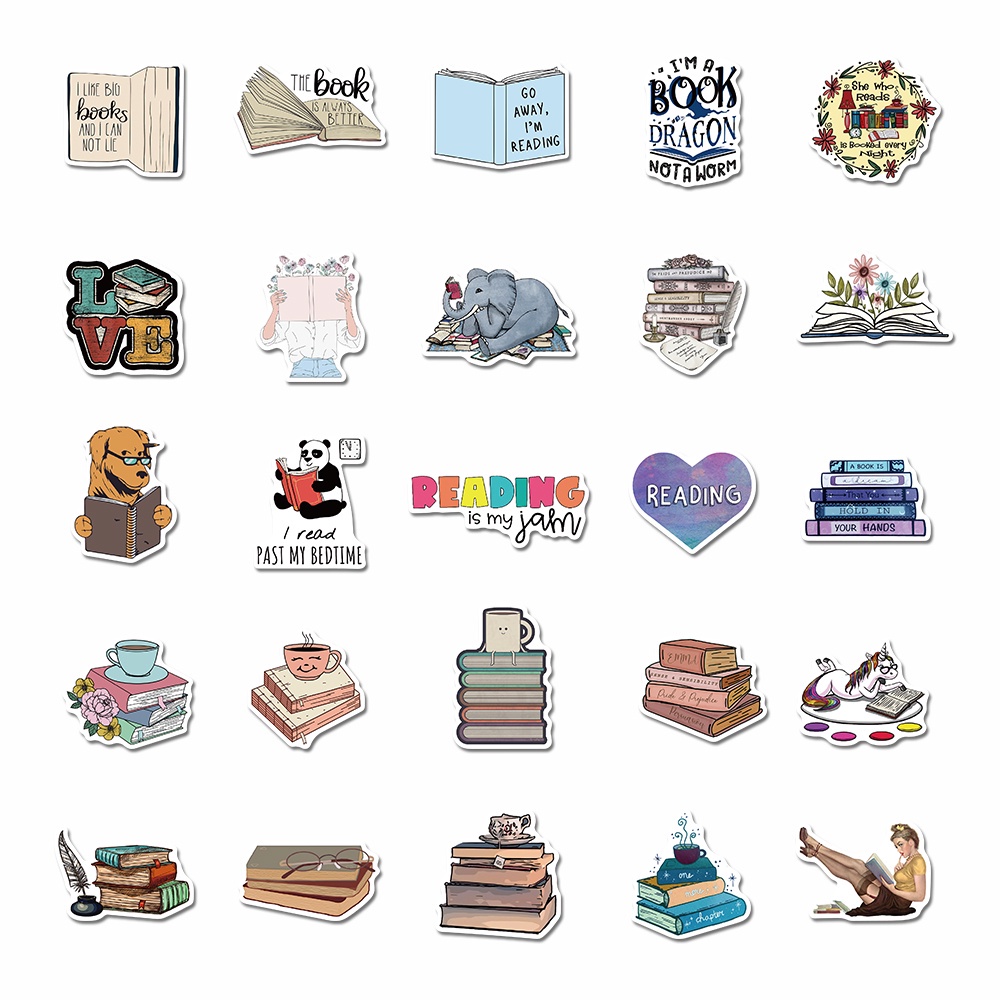 50pcs reading literary stickers personalized decoration hand account stickers box computer waterproof stickers