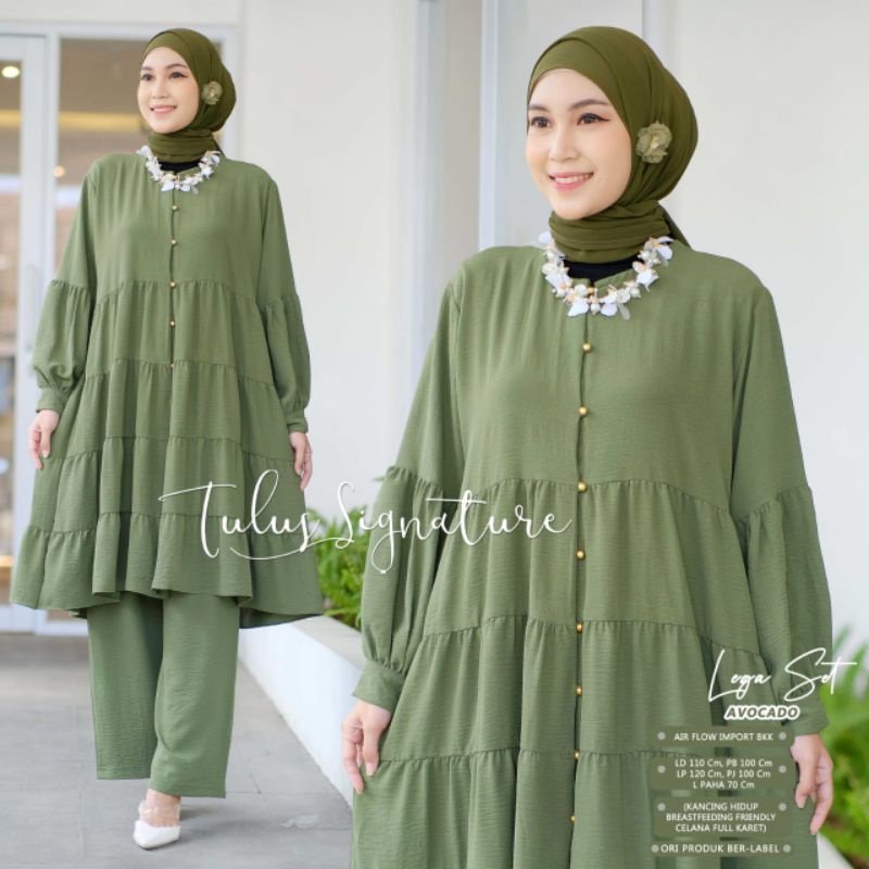 LEGA SET BY TULUS SIGNATURE (ONE SET WANITA) Setelan muslimah polos modern rekomended