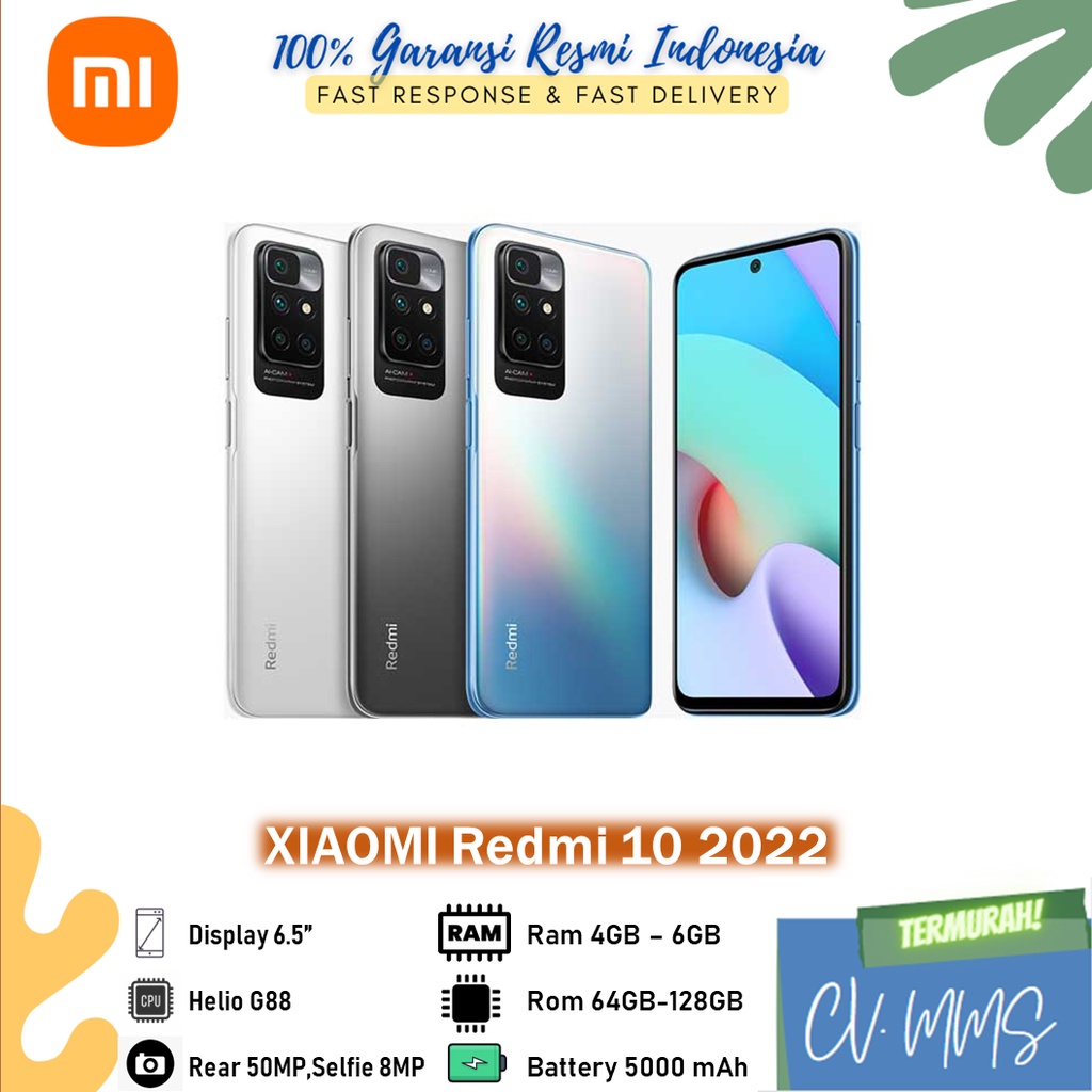 Xiaomi Redmi 10 2022 6/128GB - 4/64GB Garansi Resmi BNIB NO REPACK