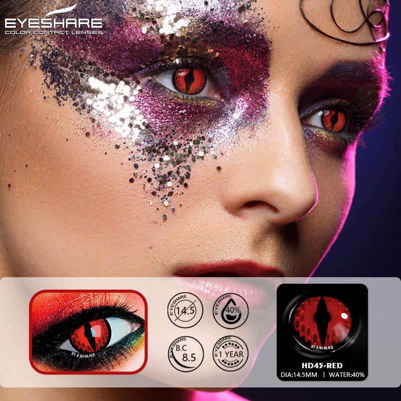 Softlens [★COD★]BLUE-YELLOW-ORANGE-RED Girl Gadis Kucing Vertikal Cosplay lensa kontak  HALLOWEEN / Charm Fresh Lady Crazy /Lensa Mata Soflen Mata Softlens Soflens