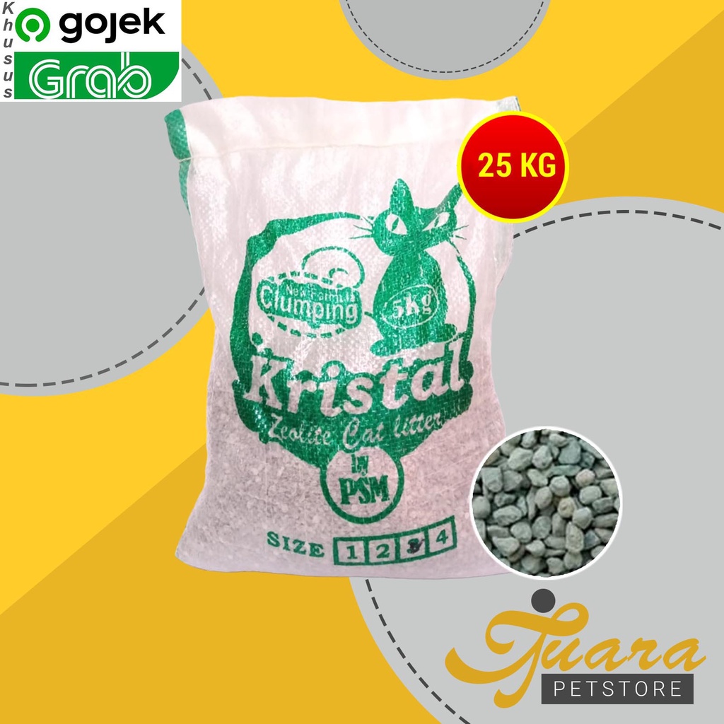 [GOJEK] Pasir Kucing Zeolit /Cat Sand Zeloit Zeolite 25 Kg Tidak Gumpal Wangi Untuk pup merk kristal