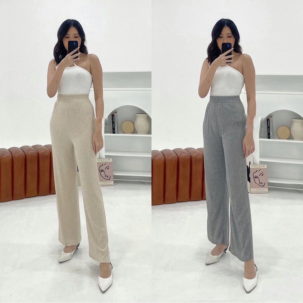 Celana Murah Berkualitas Kulot Knit Premium - Long Cullote Meera Pants - Korean Loose Pants Trousers Wanita - Loungewear - Celana Perempuan Murah Berkualitasi Indonesia-Shopee Indonesia