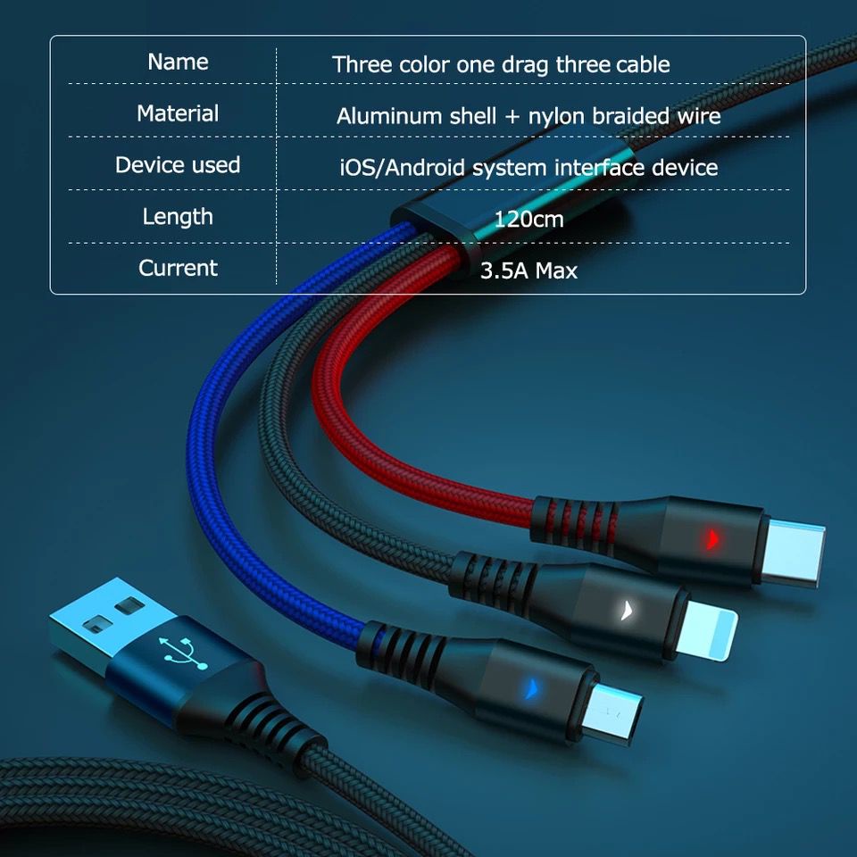 [RO ACC] NVN-KD19 NANVAN KABEL DATA 3IN1 CHARGER ORIGINAL PREMIUM WITH LIGHT DESIGN