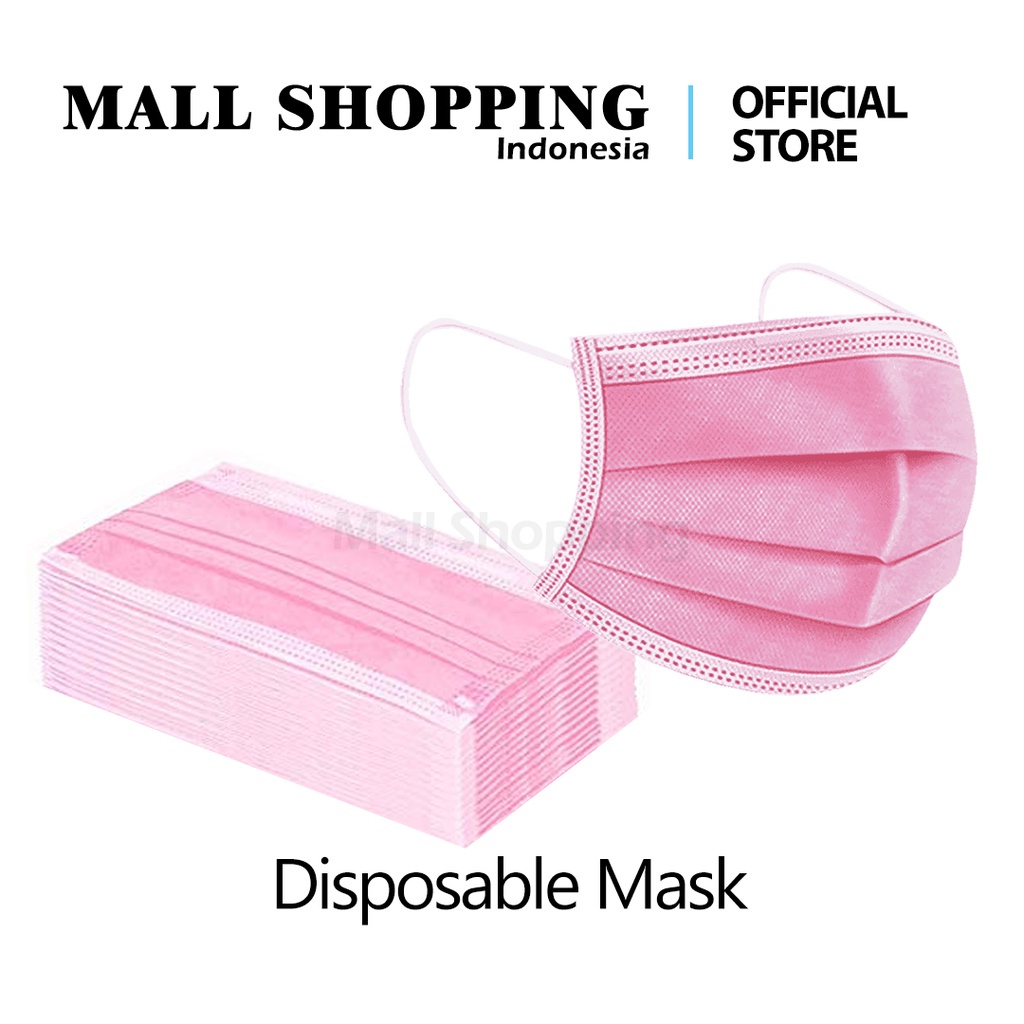 Masker Earlop Pink 3ply disposable fasemask isi 50pcs