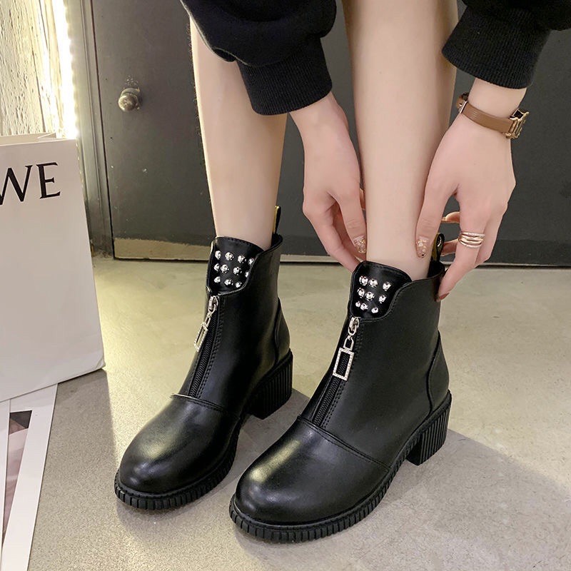 BT05 SEPATU BOOTS IMPORT WANITA KOREA SIZE 40 AKSEN MUTIARA VELVET BRITISH INGGRIS ORIGINAL