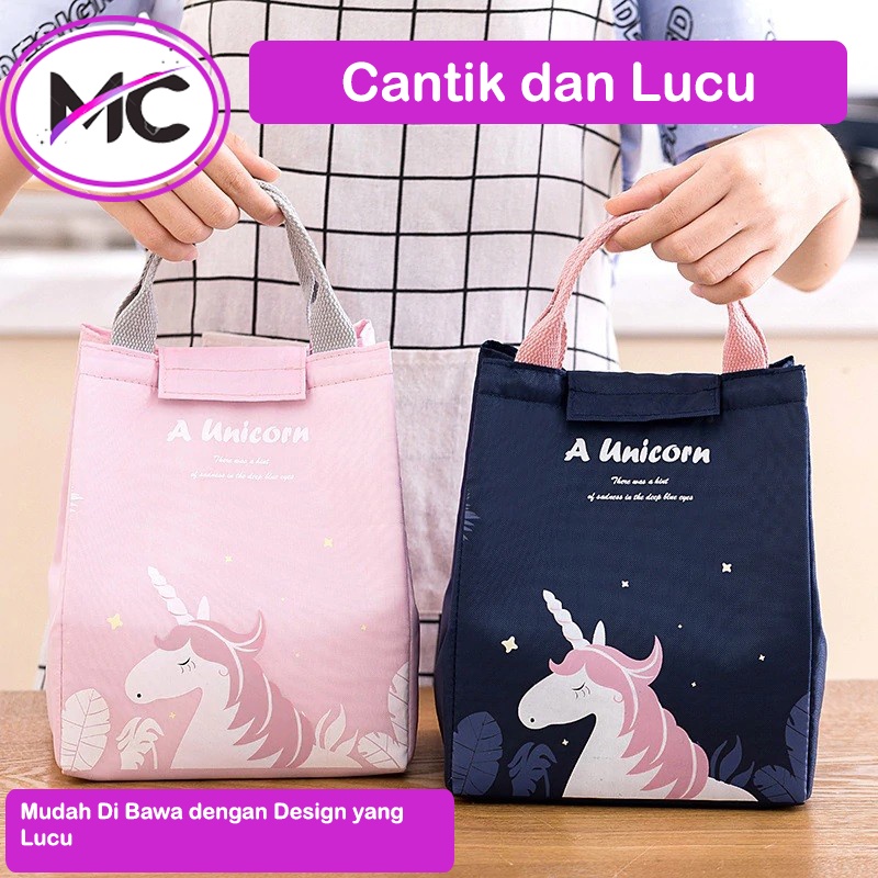 Tas Bekal Makanan Lunch Bag Besar Tahan Panas Anak Dewasa Karakter Unicorn Murah Kotak Tempat Penyimpanan Peralatan Makan Coller Bag