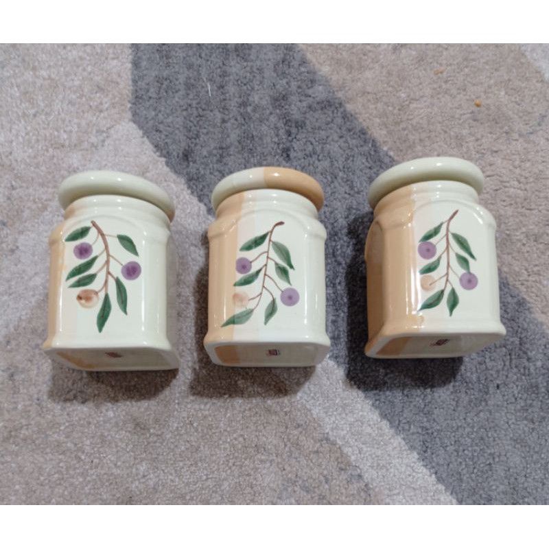 3 Pcs CANISTER KERAMIK / WADAH GULA / TEMPAT BUMBU