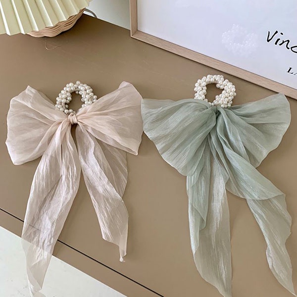 kuncir rambut ikat rambut big bow ribbon hair rope jku041 (4F4)-3