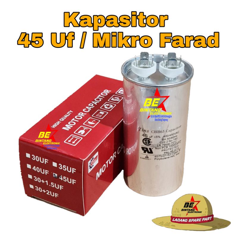 [COD] TINS KAPASITOR AC 45 UF CAPASITOR AC DOUBLE 45 MICRO 45 MIKRO 45UF