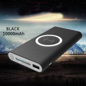 Power Bank Qi Wireless Charging Pad 2 Port 2.1A 10000mAh / Wireless Charger Power Bank Power Bank Usb Type C / Powerbank 10000 Mah Fast Charging / Alat Pengisi Daya Portable / Power Bank 2 Port Type C Power Bank / Power Bank Sentuh Port 2.1A 10000mAh