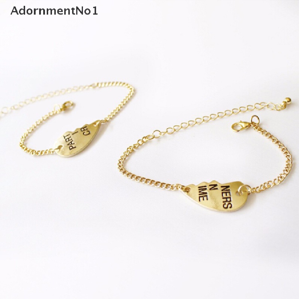 (AdornmentNo1) 2pcs / Set Gelang Tangan Rantai + Liontin Hati Motif Tulisan Best Friends Forever Untuk Wanita