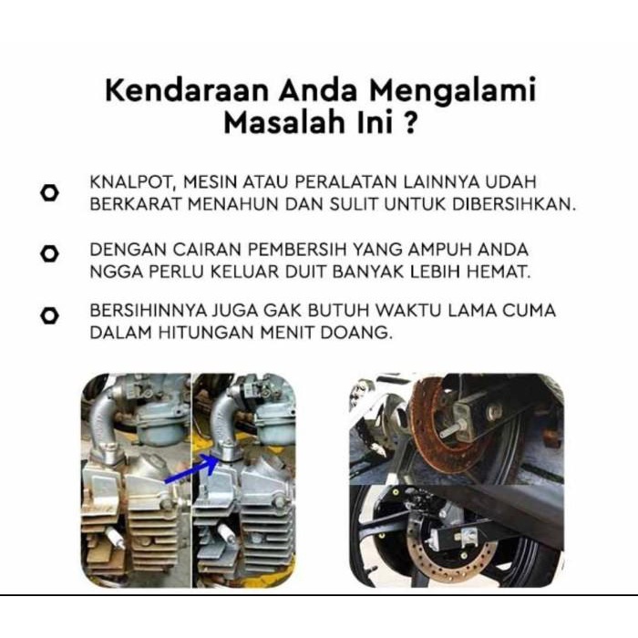 ISI 1 LITER LEBIH BANYAK RUST REMOVER/RUST BLAST PENGHILANG KARAT