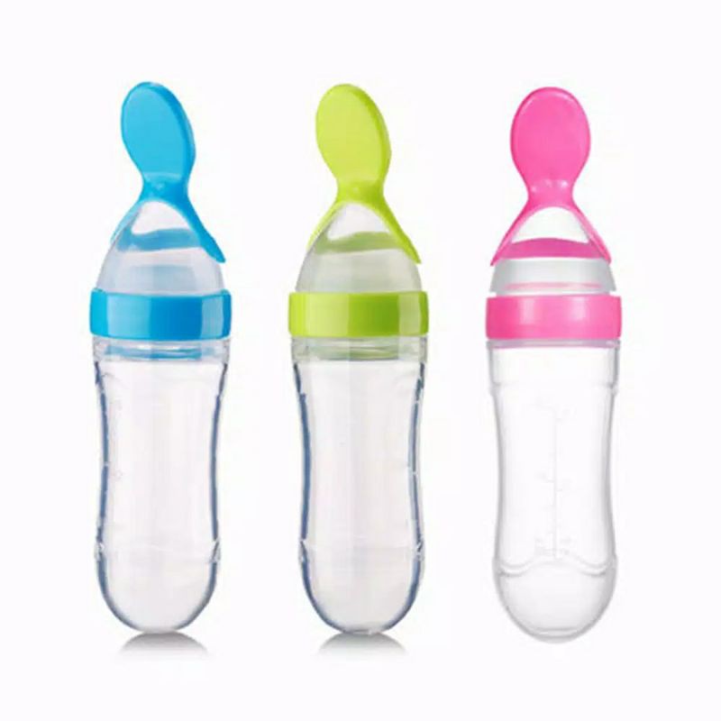 Botol Dot Silicone Sendok Makan Bayi BPA FREE 90ml | FOOD FEEDER CEREAL Botol Sendok Silikon Bayi