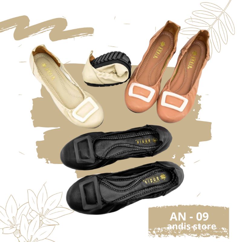 Sepatu Wanita Flatshoes Roll it ( BISA DILIPAT ) ANDIS AN09