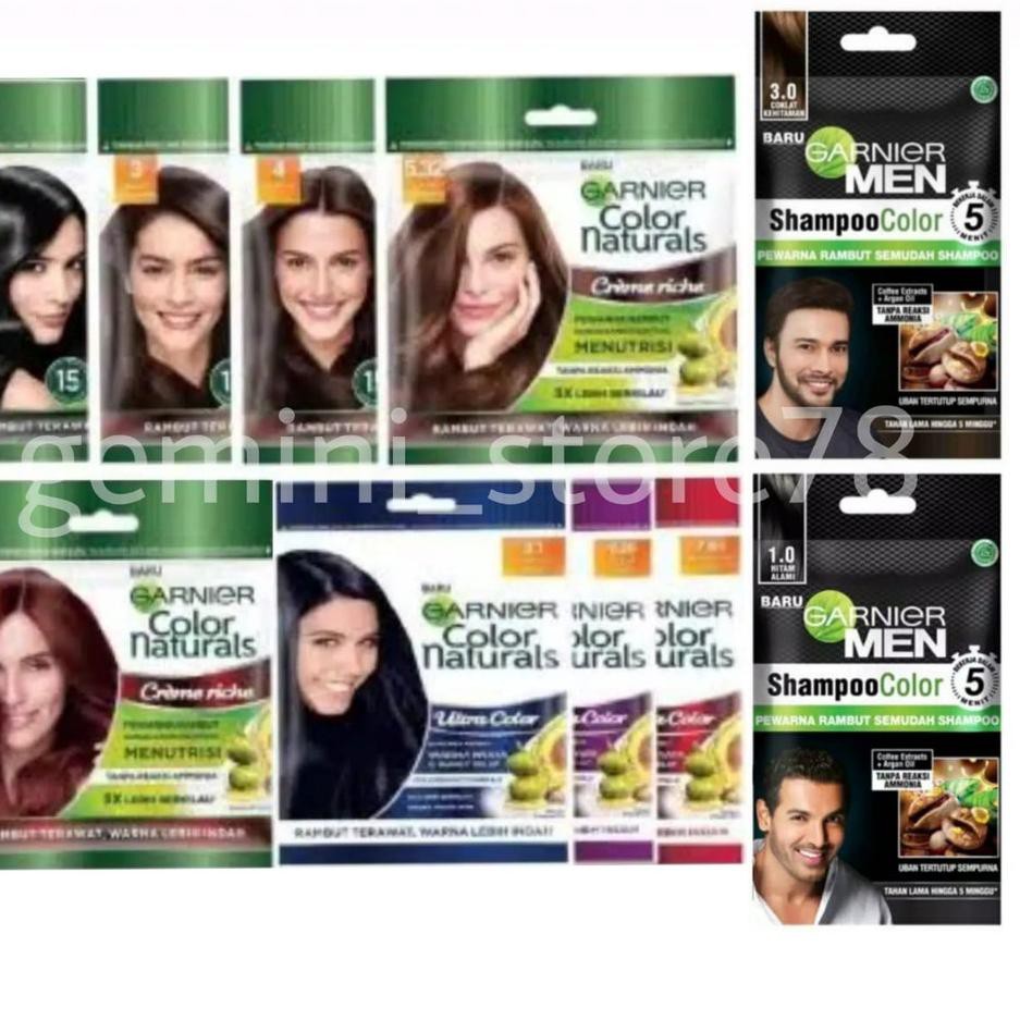 Promotion.. Garnier Natural Hair Color Ultra Color Sachet Pewarna Rambut Garnier Men Shampoo Colour