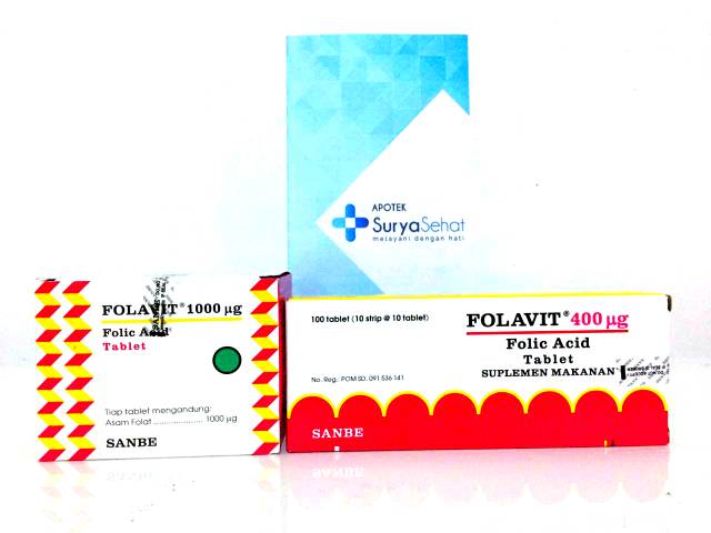 Folavit 400 mcg 1 strip isi 10 tablet - Folavit 1mg 1 strip isi 4 tablet - Promil -  Asam Folat 400