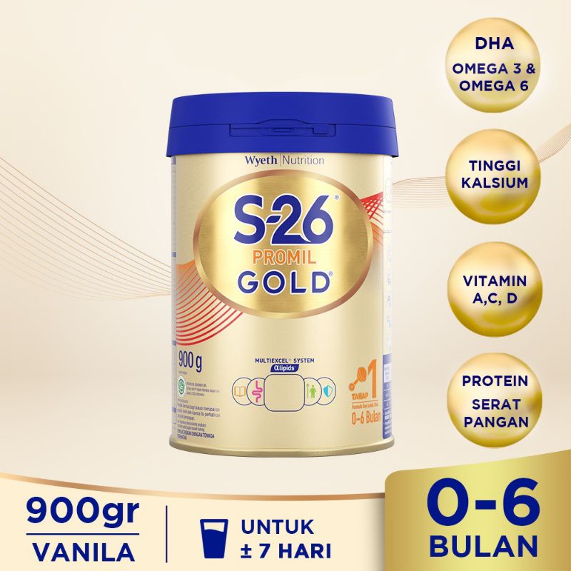 WYETH S-26 PROMIL GOLD TAHAP 1 900 G SUSU FORMULA BAYI 0 - 6 BULAN