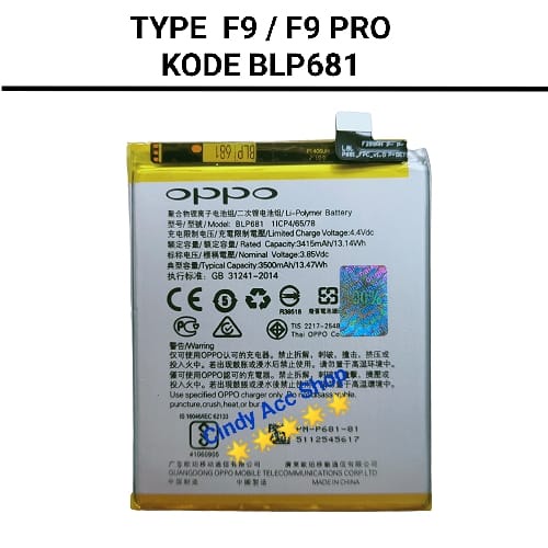 Baterai Original F9 / F9 Pro / Realme 2 Pro / Realme U1 / BLP681 BLP683 Batre Original Battery