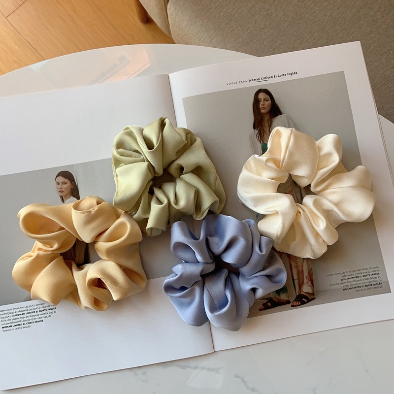 HIGH-END BIG SCRUNCHIE SOLID COLOR SCRUNCHIES WARNA POLOS SATIN BESAR IKAT KARET RAMBUT AKSESORIS ELEGAN KOREA HAIR TIES RIBBON ACCESSORIES