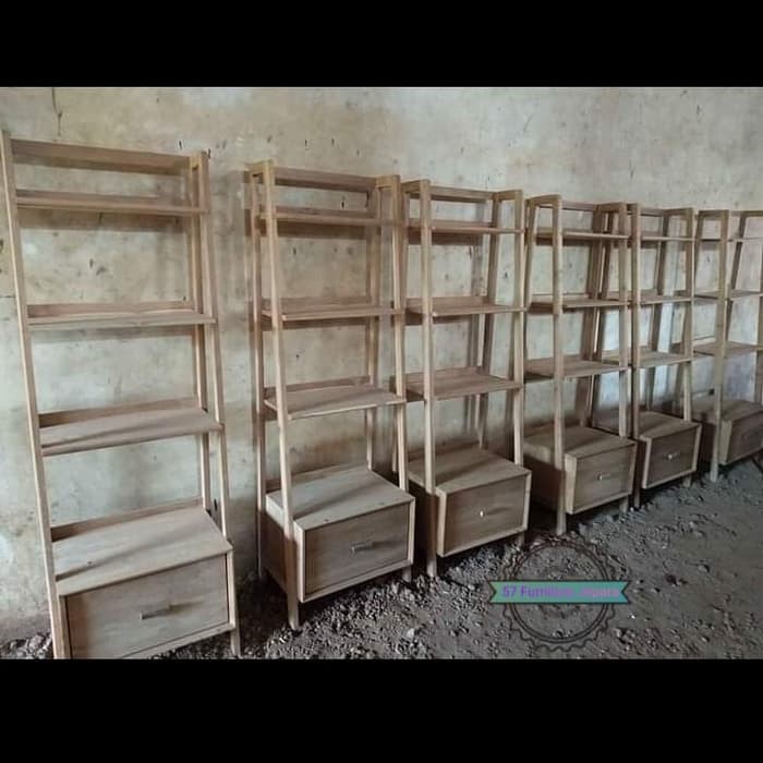 Rak hias ruang tamu - tempat Pot Bunga jati mentahan - rak boneka/ tas