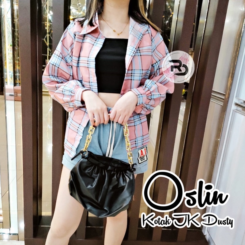 RD FASHION Kemeja Oslin Oversize | Kemeja Korea Jumbo Wanita | Bahan Creap - Fit to L-JK DUSTY