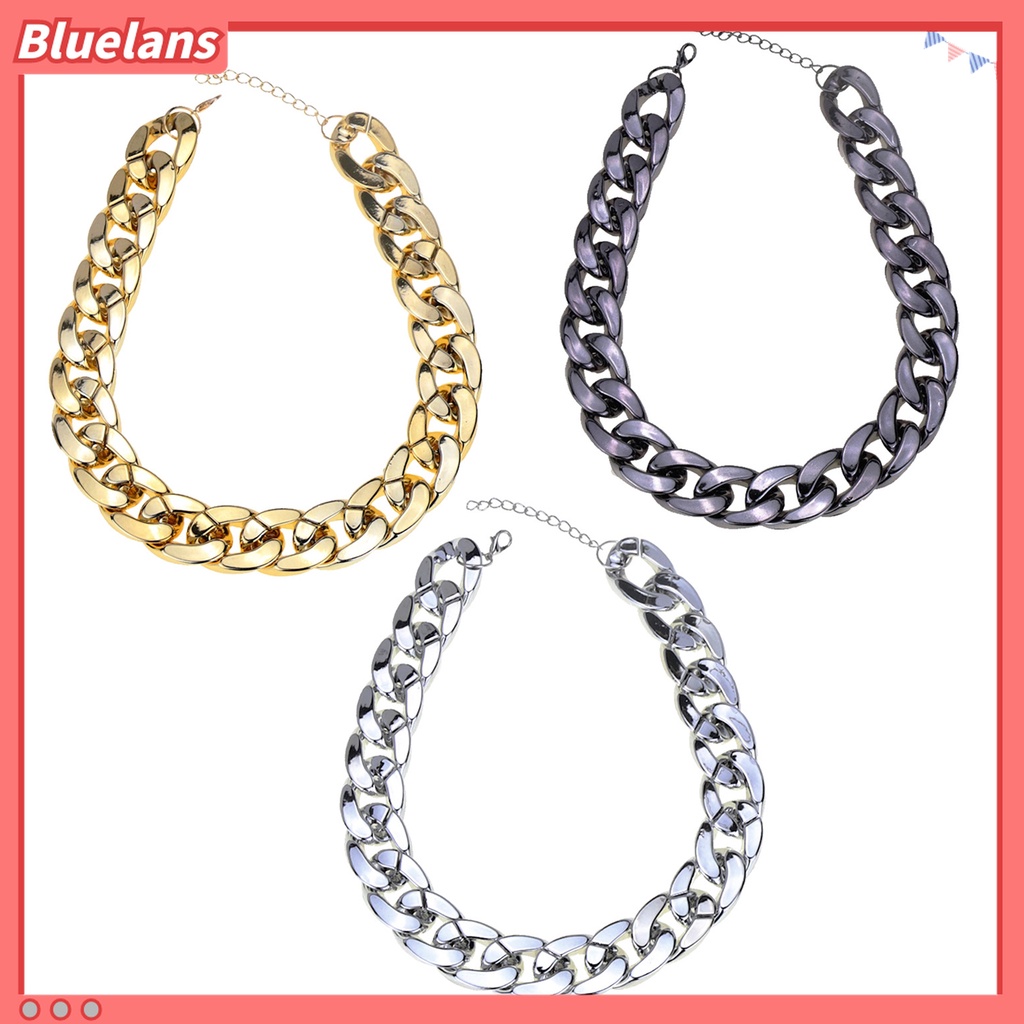 Bluelans Kalung Rantai Choker Bahan Alloy Tebal Dapat Disesuaikan Gaya Hip Hop Untuk Wanita