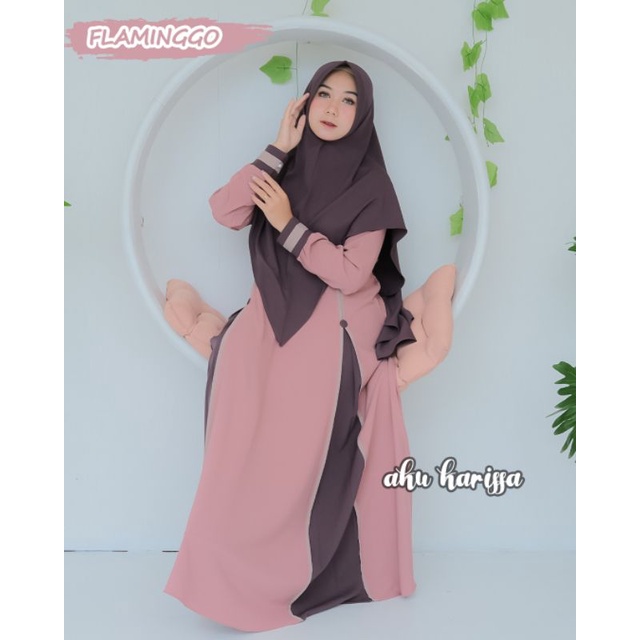 AMEENA Syar'i Ori By AKU KARISSA/Gamis Aku Karissa/Gamis Set Hijab-Flaminggo