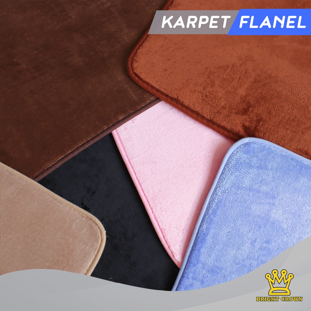 Bright Crown Keset Kaki Flanel Anti Slip / Keset Kamar Mandi Nyerap Air UK 40X60CM 9 Warna-2