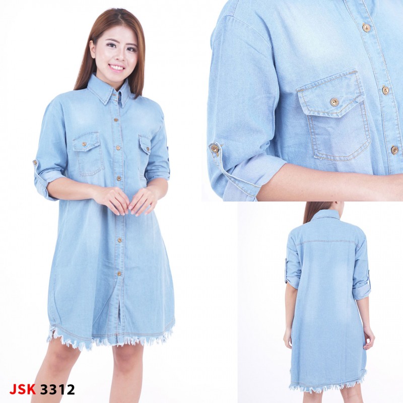 Blouse Jeans Wanita Terusan Jeans Wanita BAHAN LEMBUT tidak panas