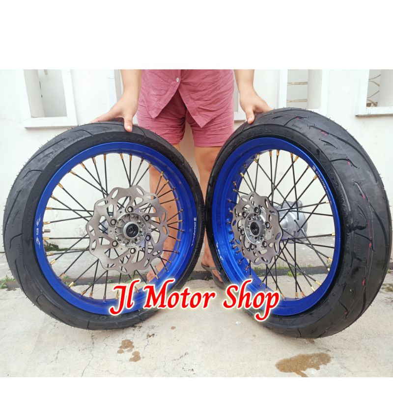 Sepaket Velg SuperMoto Super Moto Yamaha WR155 WR 155 - CRF 150 - KLX 150 KLX150 - CRF150 L Plus Ban