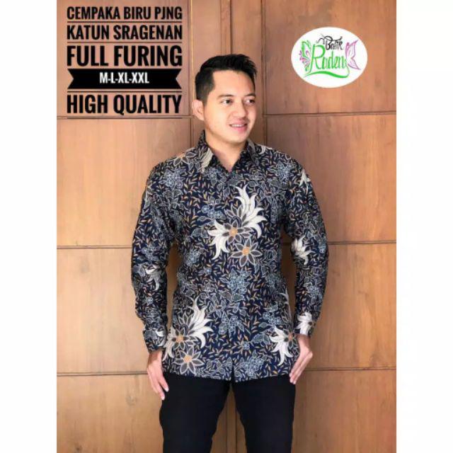 Batik Solo Kemeja Batik Panjang Cempaka Biru Raden Batiksoloamanah 140.000