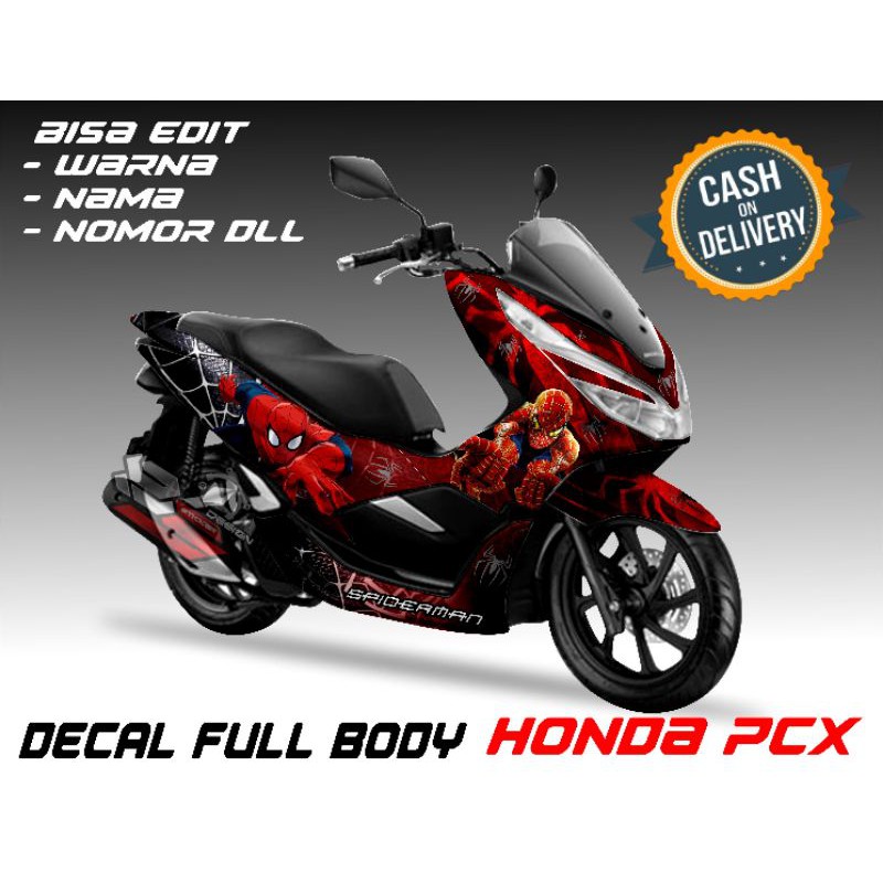 sticker / decal costum full body untuk motor Honda PCX spiderman