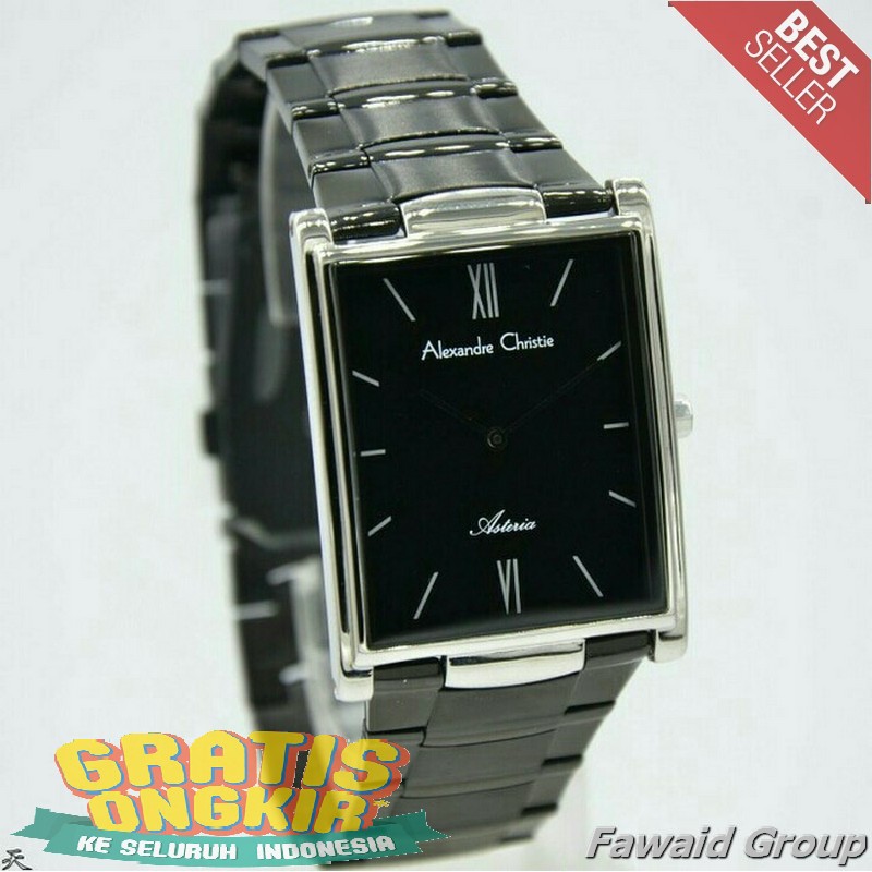 Best Seller Jam tangan Pria ALEXANDRE CHRISTIE AC 8520 PRIA ASTERIA FULL BLACK CASE SILVER