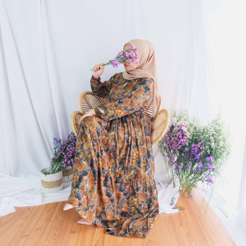 Gamis YN Collection Damara dress cinnamon original