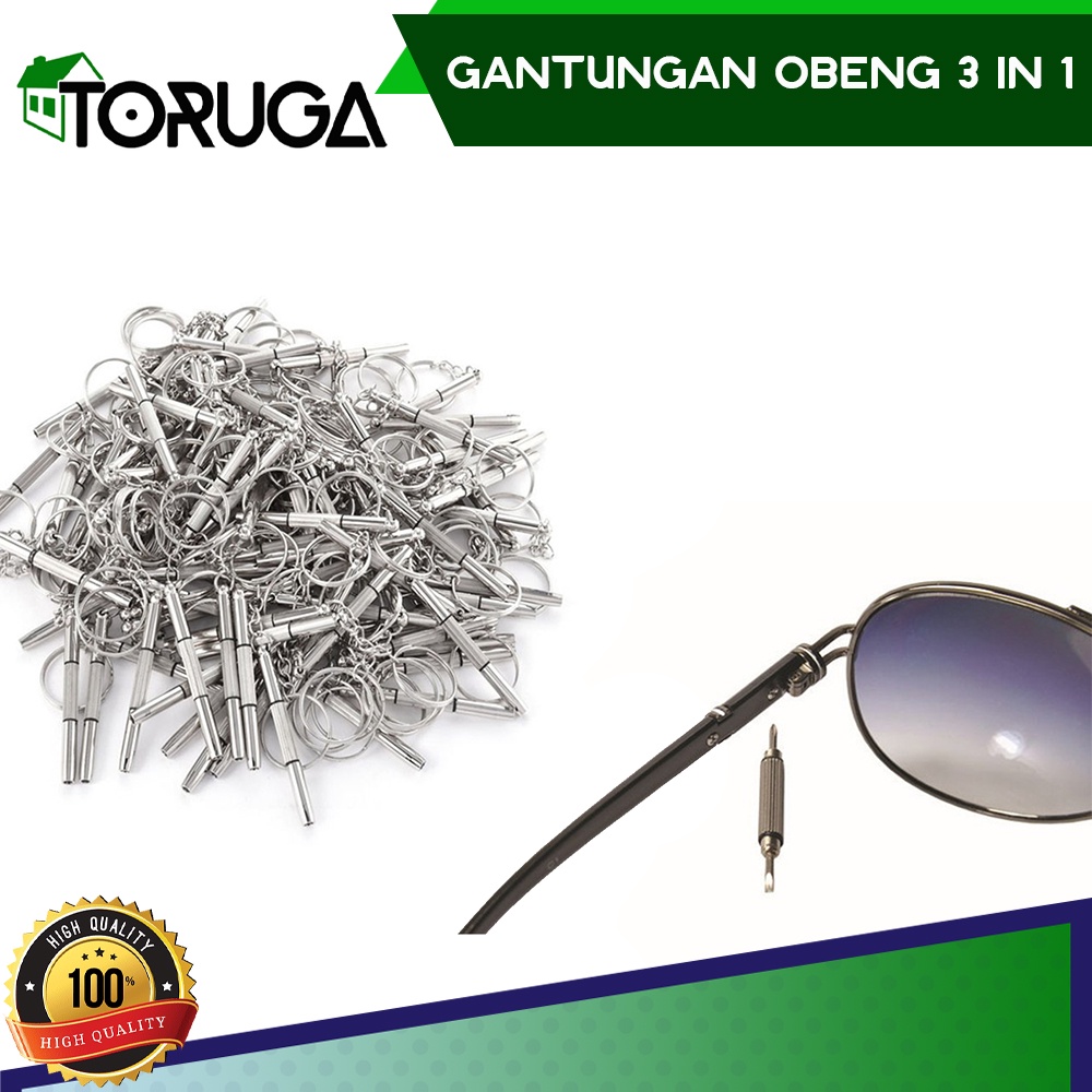 Gantungan kunci obeng 3in1 plus minus mini Screwdriver Reparasi Kacamata keychain