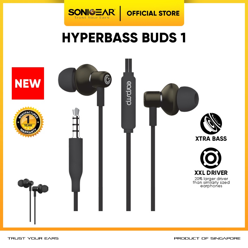 SonicGear Headset Hyperbass Buds1 Gaming Earphone With MIC Powerful Bass for Sport, Gaming, Music-0