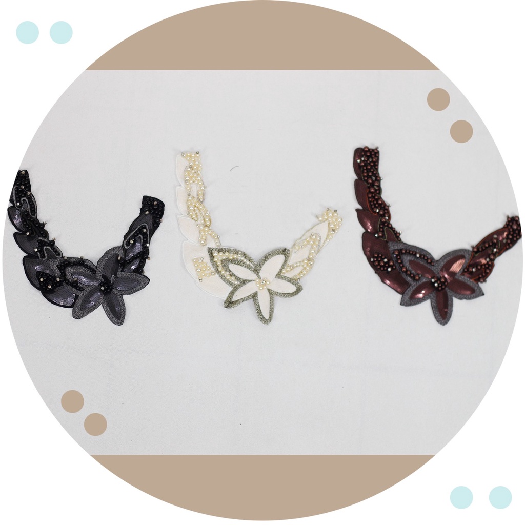 Kerah Renda Bordir Bunga Mutiara model 121209