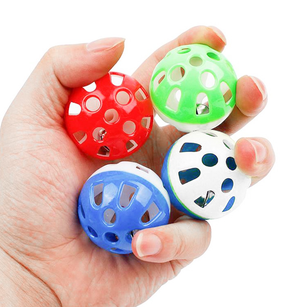 Pet Cat Toy Plastic Round Chase Rattle Play Ball with Bell Chew Toys