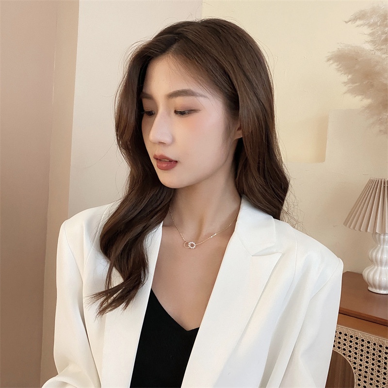 Retro Choker Niche Ins Simple Pearl Necklace Female Tide Circle Clavicle Chain Neck Jewelry Sweet Heart Jewelry