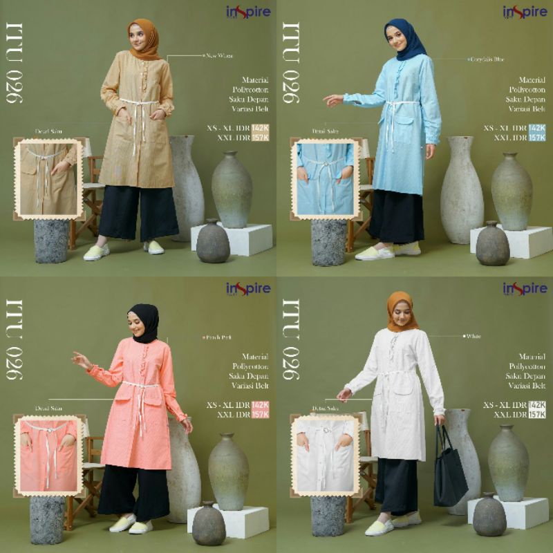 INSPIRE YOUTH TUNIK ITU 26 Corydalis Blue, New Wheat, Peach Pink & White