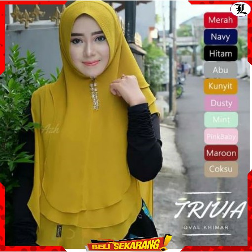 Promo Jilbab Instan Syari Khimar Syari Pet Ceruti Trivia Oval 3 Layer Jumbo Limited