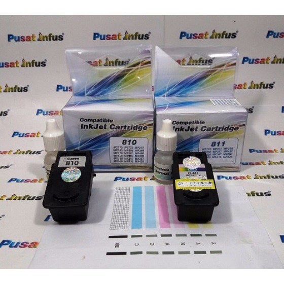PREMIUM Cartridge Canon PG810 CL811 - 1Set Compatible PG 810 CL 811 Siap Pakai PALING MURAH