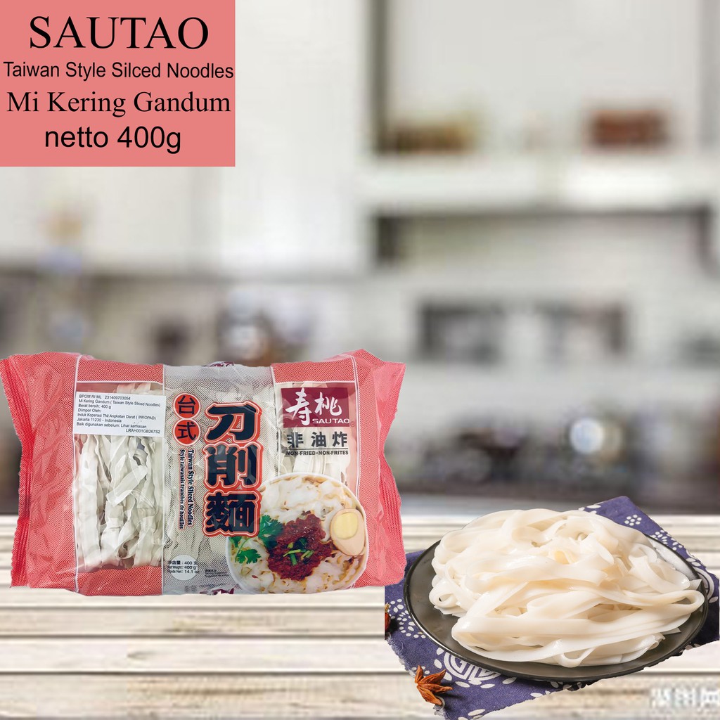 Sautao / Taiwan Style Silced Noodles / Mi Kering Gandum / 400g