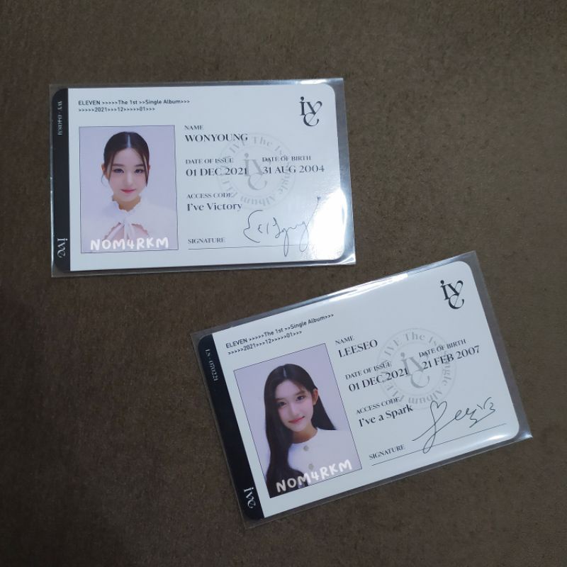 Id Card Wonyoung Leeseo Ive Eleven