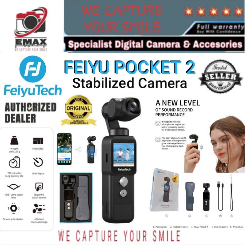 Feiyu Pocket 2 3-Axis Handheld Gimbal Stabilizer Action Camera 4K FeiyuTech Pocket2 Stabilized Camer