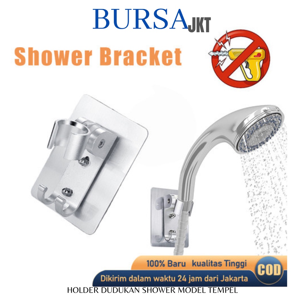 HOLDER BREAKET SHOWER KRAN + GANTUNGAN TEMPEL 3M STAINLESS ANTI KARAT